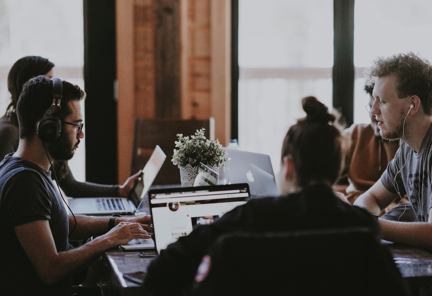 Software team collaborating in a meeting room