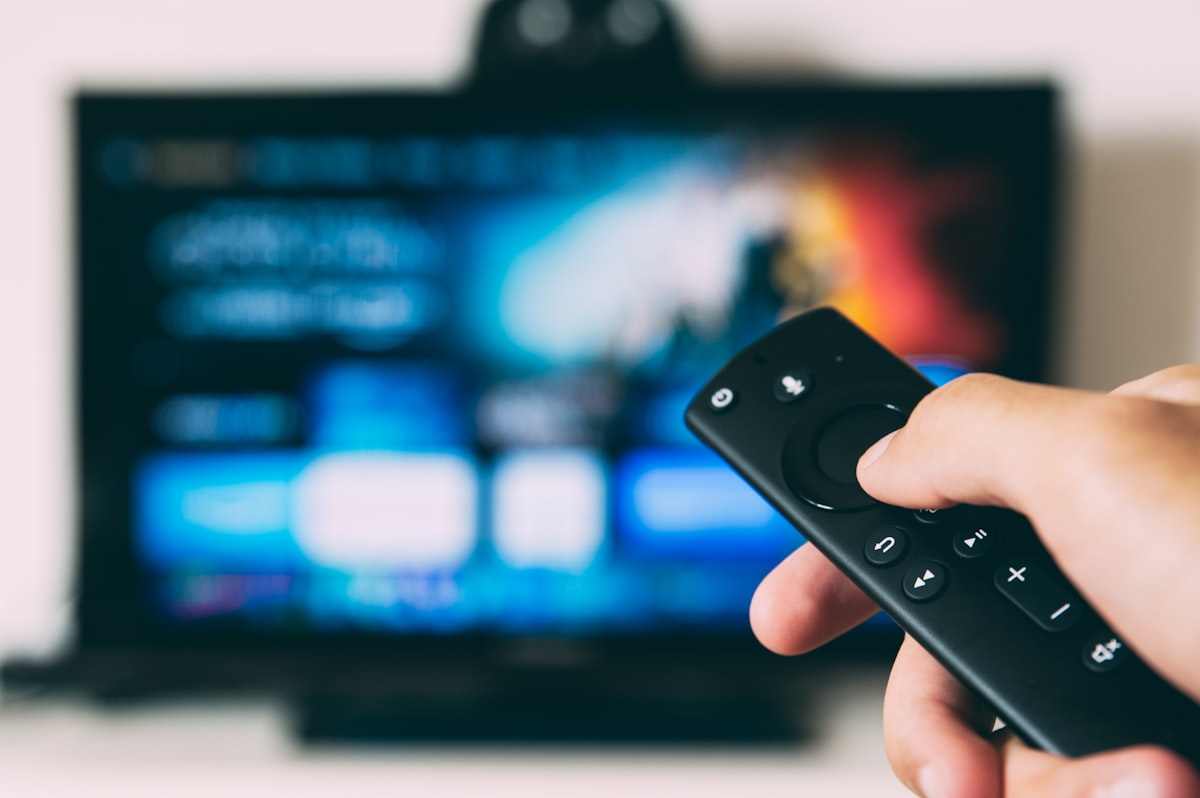 Television screen in a living room setup